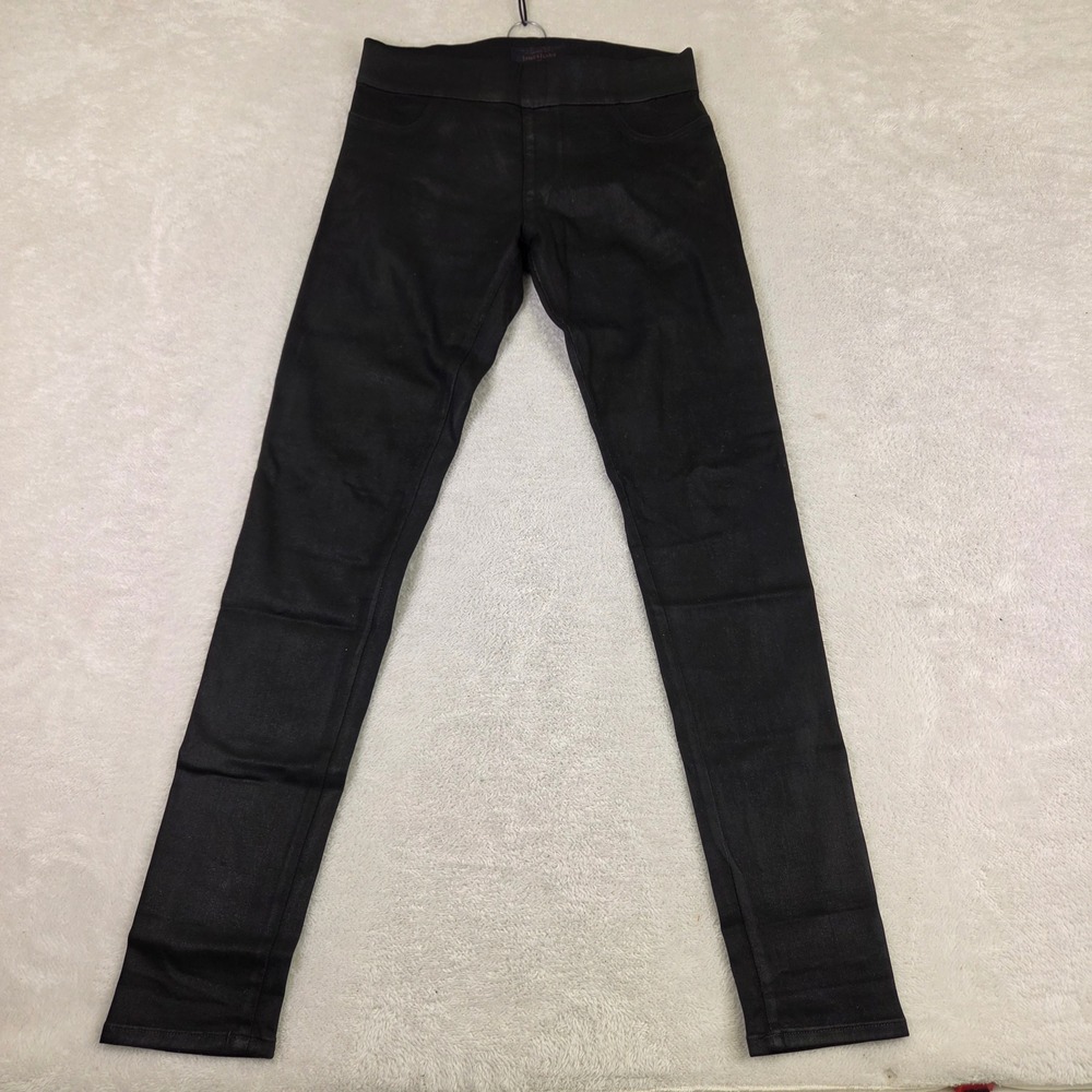 James Jeans Black Coated Denim Leggings High Rise Skinny Pull On Pants USA Made